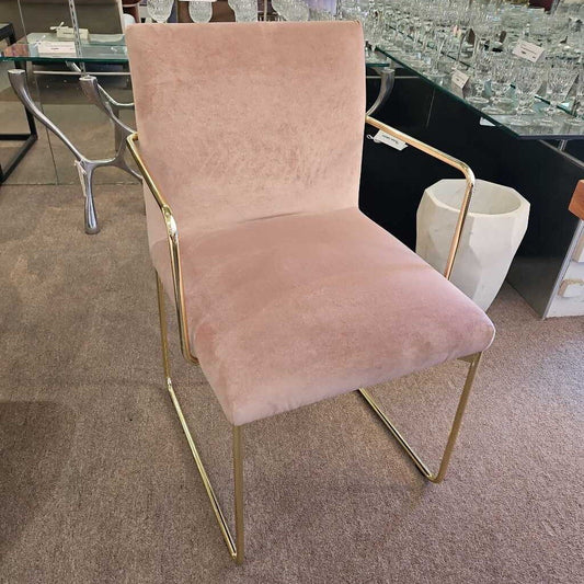 Rounded Silhouette Back Rest, Velvet Accent Chairs, Gold Legs (PAIR) 21.25 x 24 x 33