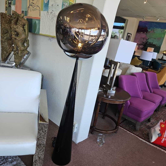Tom Dixon Melt Floor Lamp, Lg. Black Conical Base/ Grey Top 61H