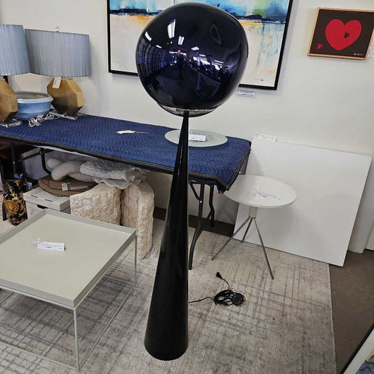 Tom Dixon Melt Floor Lamp, Black Conical Base/ Blue Top 57"H