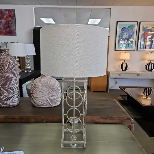 Uttermost Mezen Silver Table Lamps, Open Iron Frame w/Antiqued Silver Finish 29.5H - PAIR