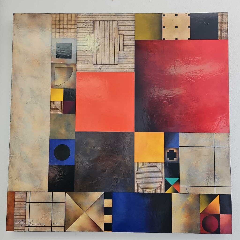 "Trump Card" Multi-Color Acrylic on Canvas Abstract Art by Gregg Robinson 42"Sq
