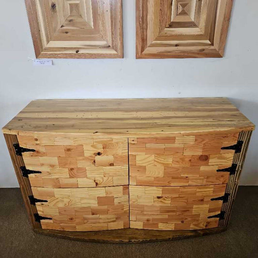 Hand Crafted Natural Wood One of A Kind Cabinet 55.5 x 20.5 x 34