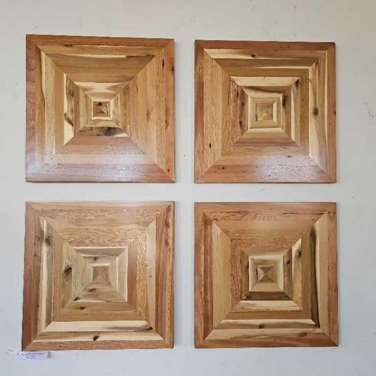 Hand Crafted Natural Wood Wall Panel 24"Sq (4 available)