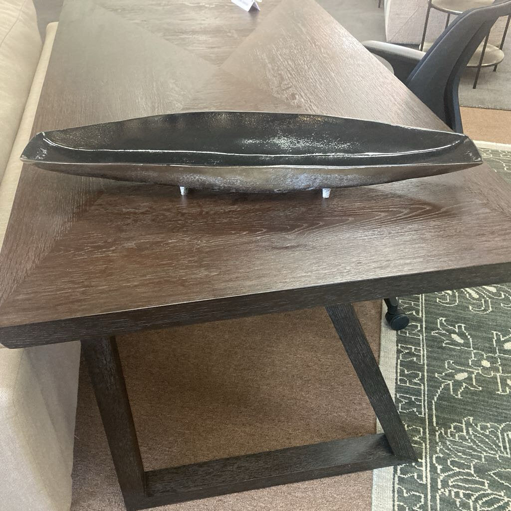 Black & Silver Lacquer Centerpiece Dish, 27 x 7 x 3