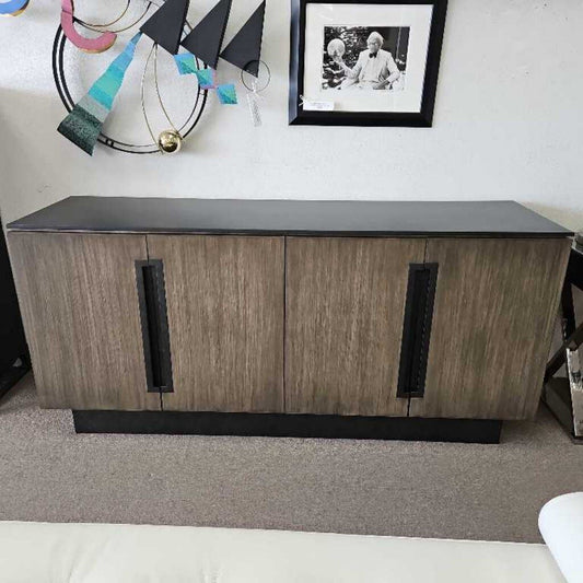 Robert James Collection Wooden Sideboard, Black Horizontal Recessed Handles, Dark Frame 78W 22D 36H