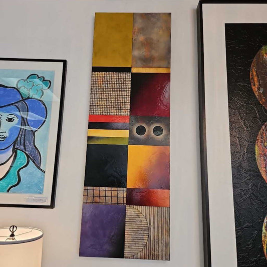 "Cross Track" Multi-Color Abstract Acrylic on Canvas by Greg Robinson 22 x 66