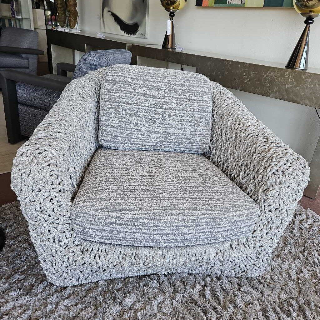 Carter Outdoor Swivel Lounge Grey Chairs, Braided Rope 44.5W 42D 31.5H - EACH