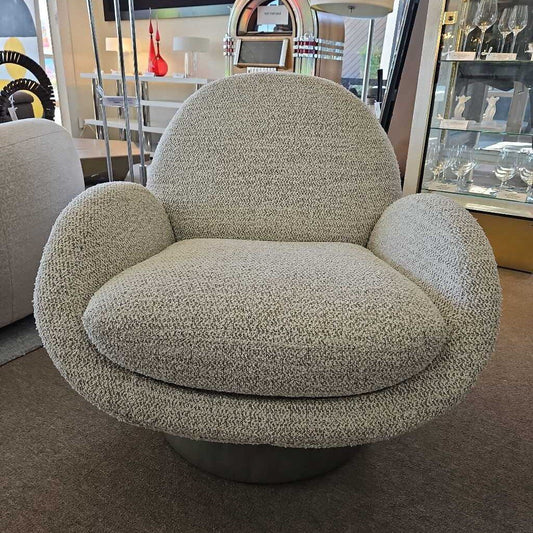 Thayer Coggin Urban Swivel Chair, Light Grey Textured Fabric 34W34D 34H