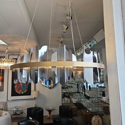 Hubbardton Forge Hildene Wide LED Abstract Ring Chandelier 31.5D X 8.7H X 30-100L