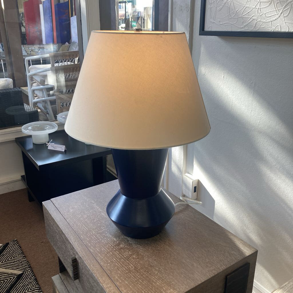 Visual Comfort Abaco Table Lamps, Navy Blue Geometric Gourd Shape 25H - PAIR