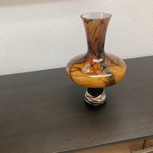 Vintage Pop Art Opaline Florence Vase, Italy 1970's 11H