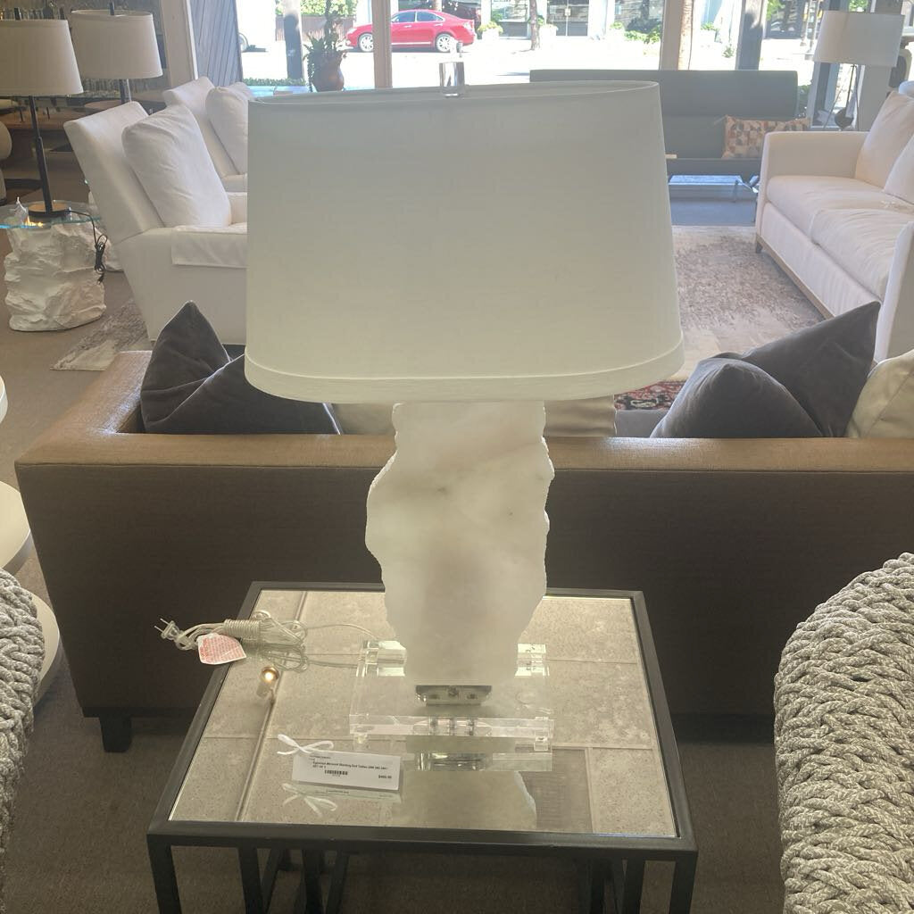 Organic Stone Slice Clear Acrylic Plinth Tbl. Lamp 30.75"H