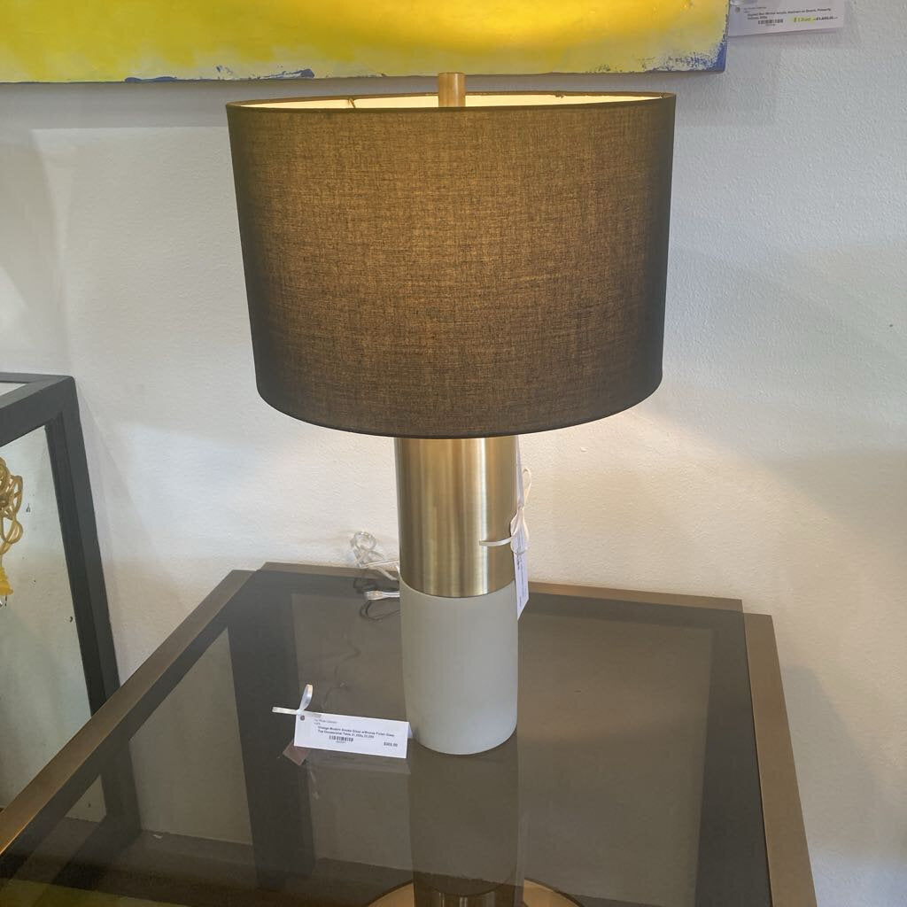 Hampton Hill Fulton Tbl. Lamp, Gold Metal Top, Gray Concrete Base 27.5"H
