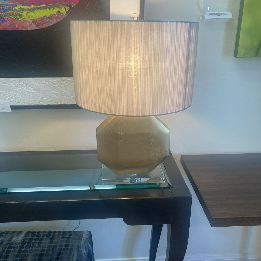 Montage Tble Lamps, Dimensional Octagonal Shaped Body, Hand Applied Gold Leaf (PAIR)