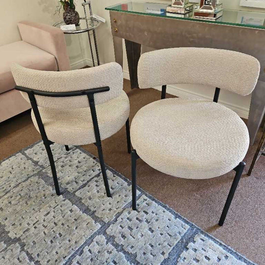 Meridan Beacon Boucle Beige Fabric Dining Chairs (PAIR) 20.5 x 20.5 x 29.5