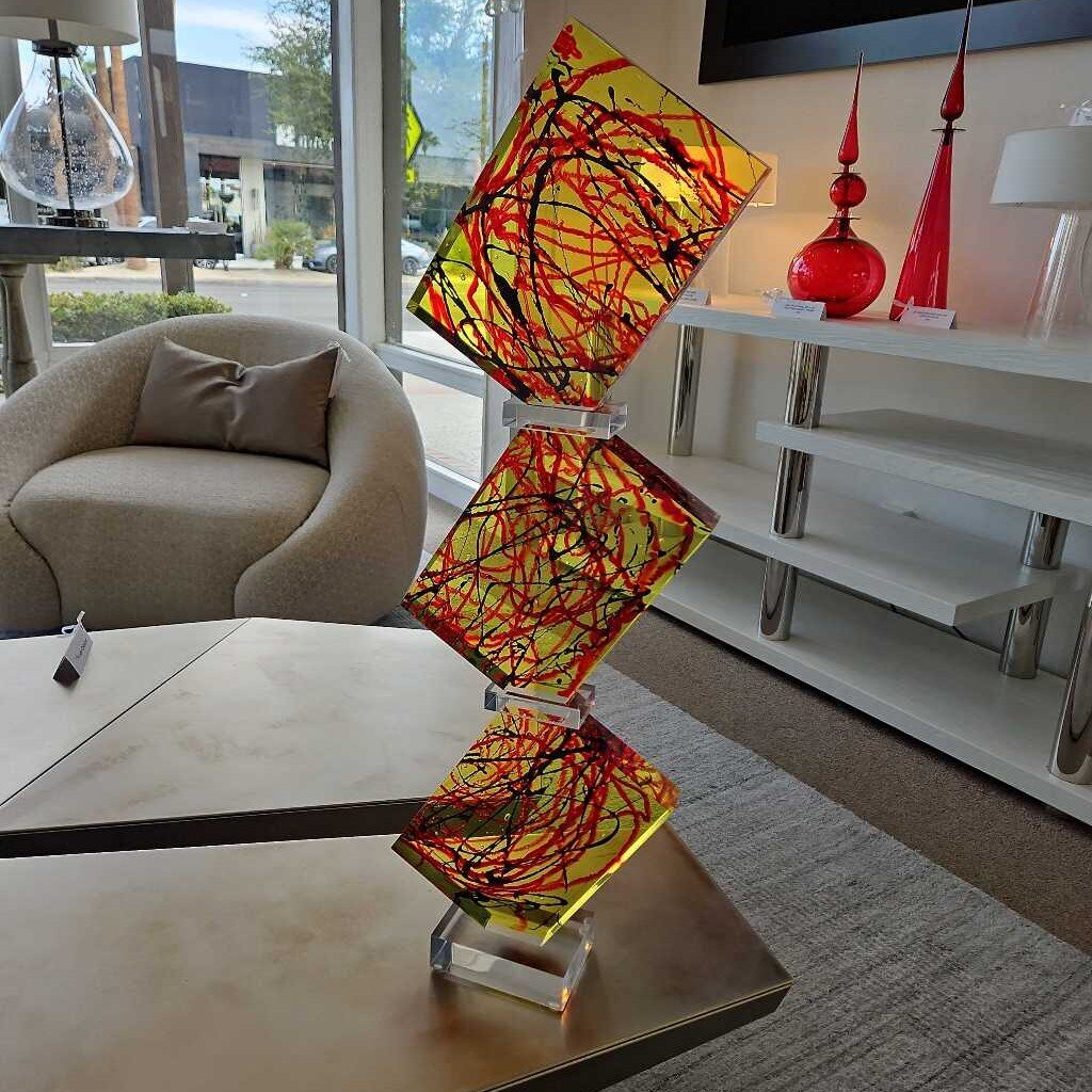 Custom Lucite Tower, Abstract Design 30.25"H