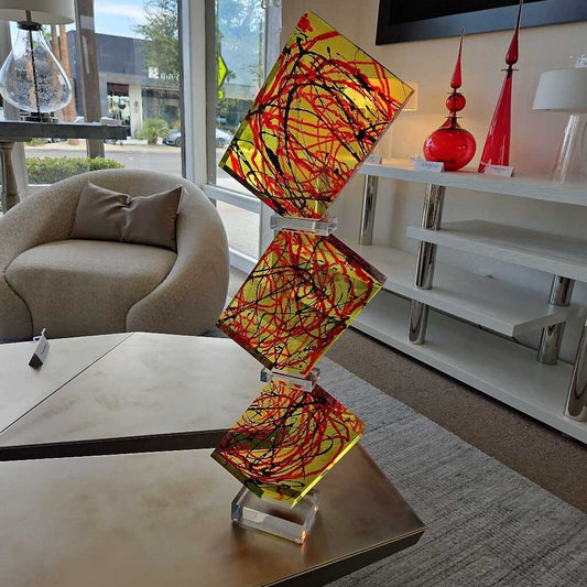 Custom Lucite Tower, Abstract Design 30.25"H