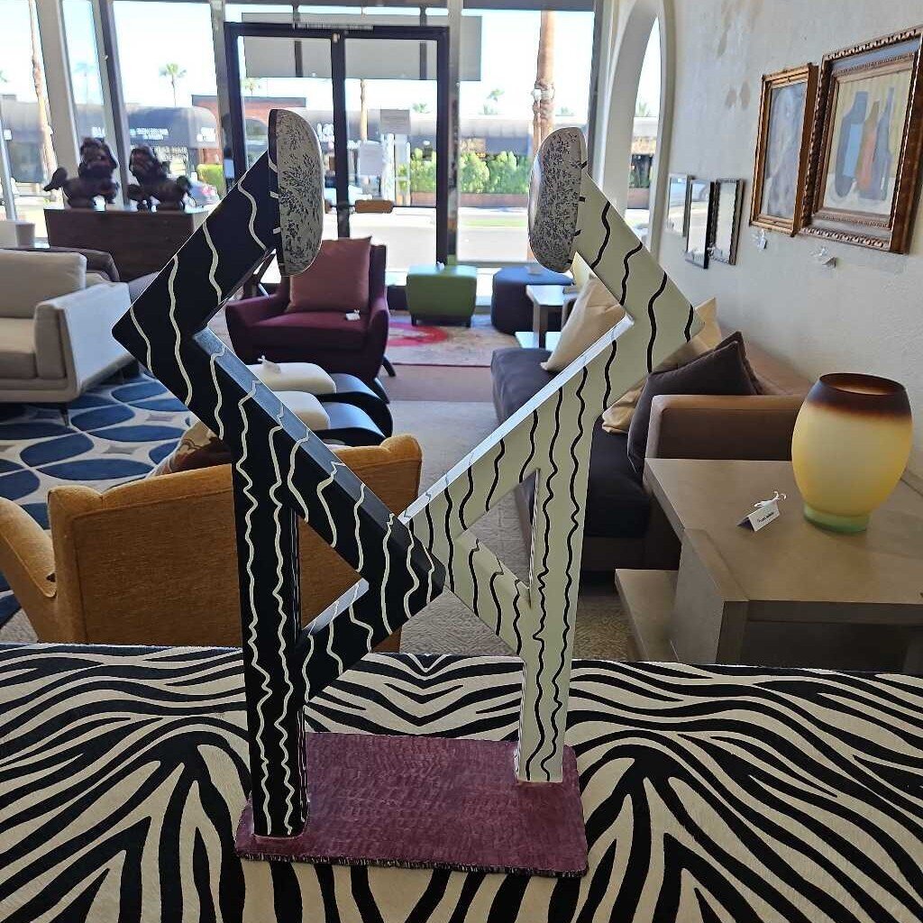 "Balancing Act" by R. Cordisco '92, Black & White Ptd. Stainless Steel Sculpture 16 X 6 X 22H