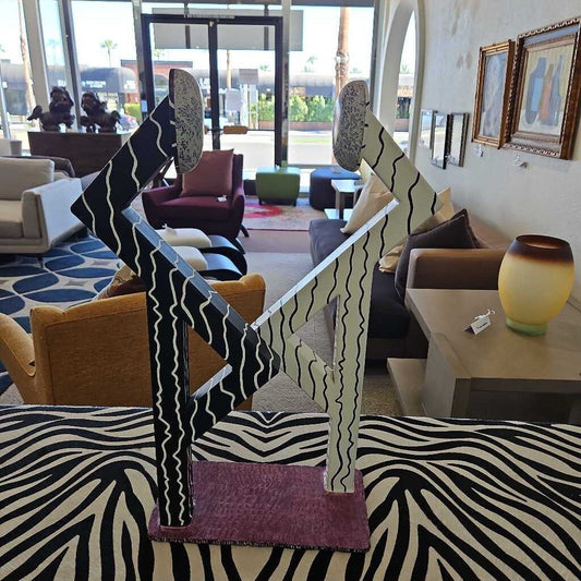 "Balancing Act" by R. Cordisco '92, Black & White Ptd. Stainless Steel Sculpture 16 X 6 X 22H