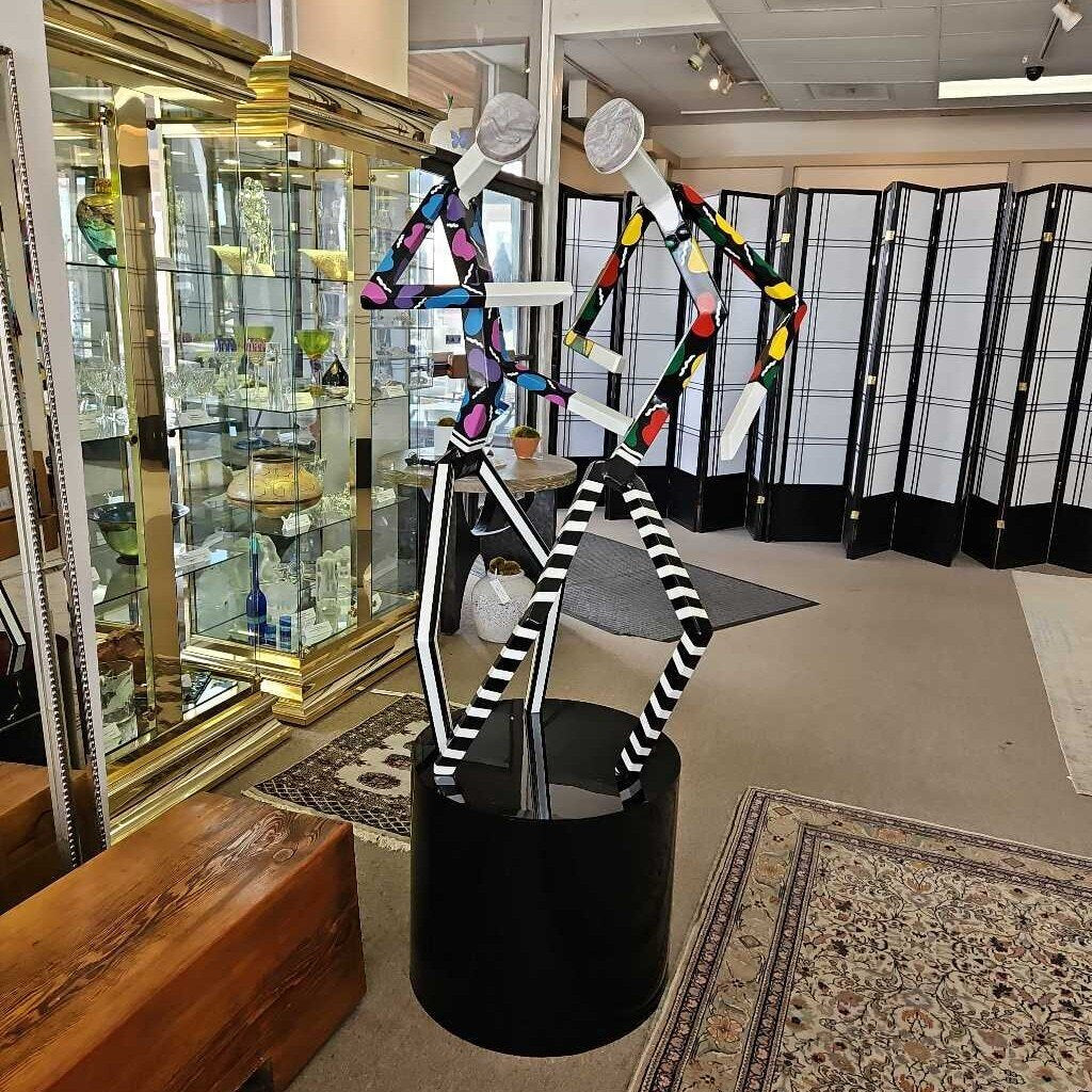 "Disco Nights" by R. Cordisco '92, Multi-Color ptd. Stainless Steel Sculpture on Pedestal 35W 21D 70H