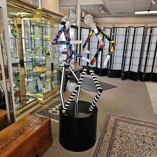 "Disco Nights" by R. Cordisco '92, Multi-Color ptd. Stainless Steel Sculpture on Pedestal 35W 21D 70H