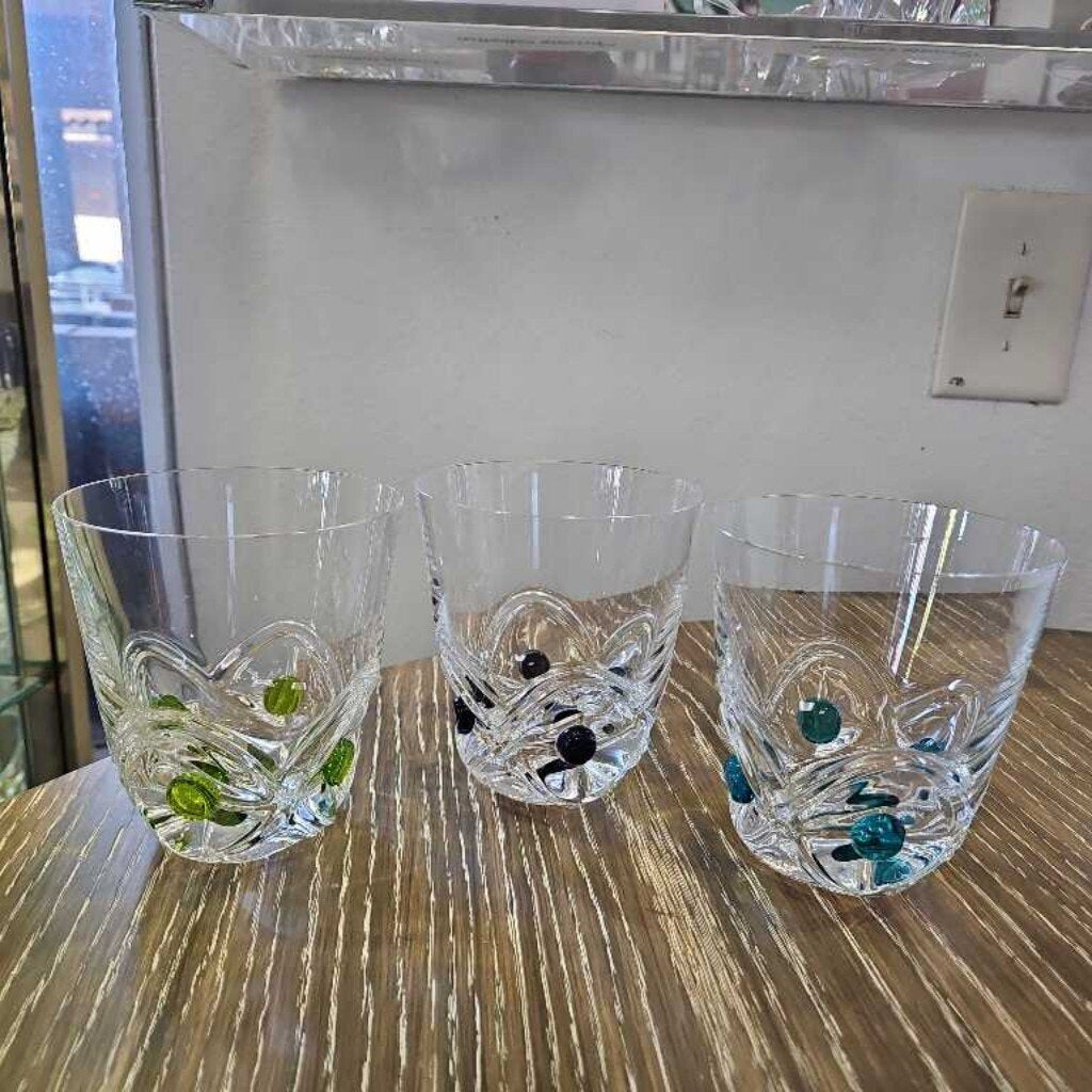 Lalique Floride Multi-Color Tumblers 4"Dia x 4.5"H (20 available) EACH