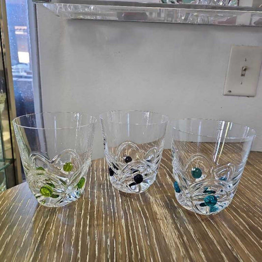 Lalique Floride Multi-Color Tumblers 4"Dia x 4.5"H (20 available) EACH