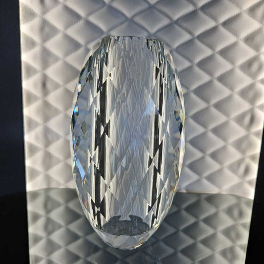 Veritas Egg Shaped Multi-Faceted Crystal Vase 4.5Dia 7.75H