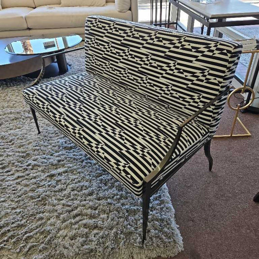 Bolier Graphic Patterned Upholstered Black/White Sette 48W 27D 32.5H