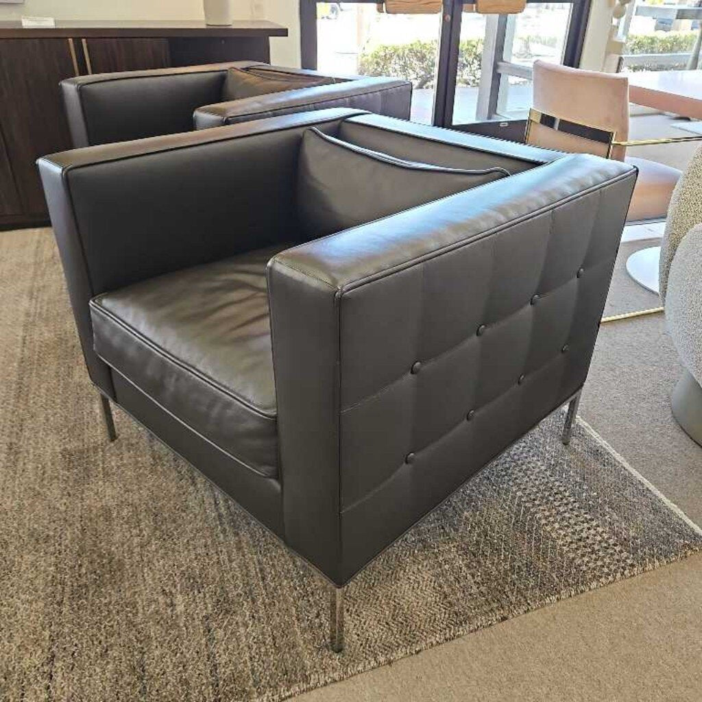 Bolier & Co. Domicile Tufted Sq Lounge Chairs, Tufted Back 36Sq 29.5H - PAIR