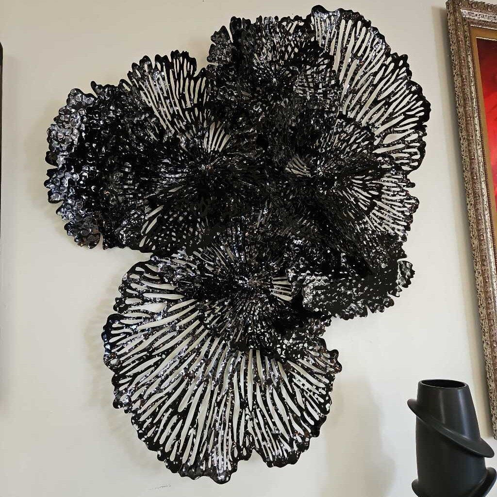 Flower Wall Art, Abstract, Black Metal 63 x 48