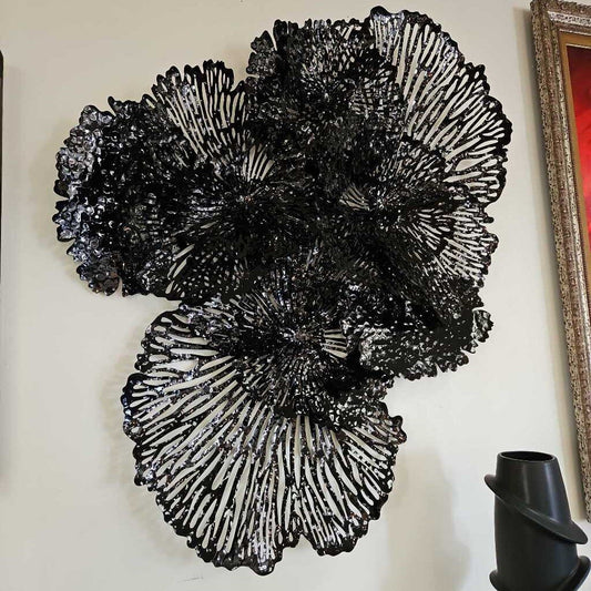 Flower Wall Art, Abstract, Black Metal 63 x 48