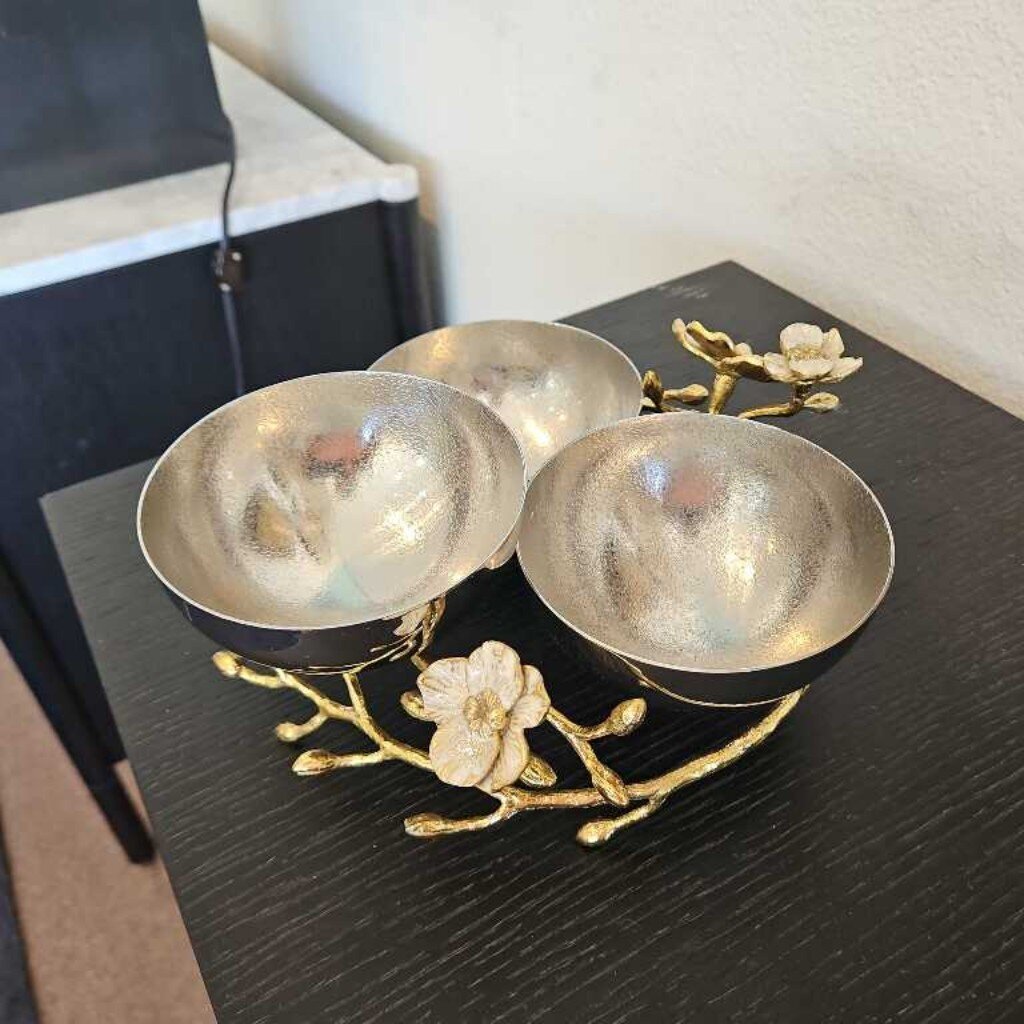 Michael Aram Orchid Triple Bowl 8.75 x 9.5 x 3.75
