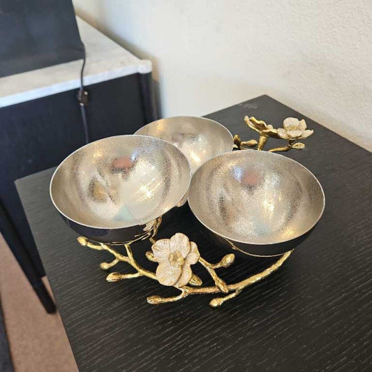 Michael Aram Orchid Triple Bowl 8.75 x 9.5 x 3.75