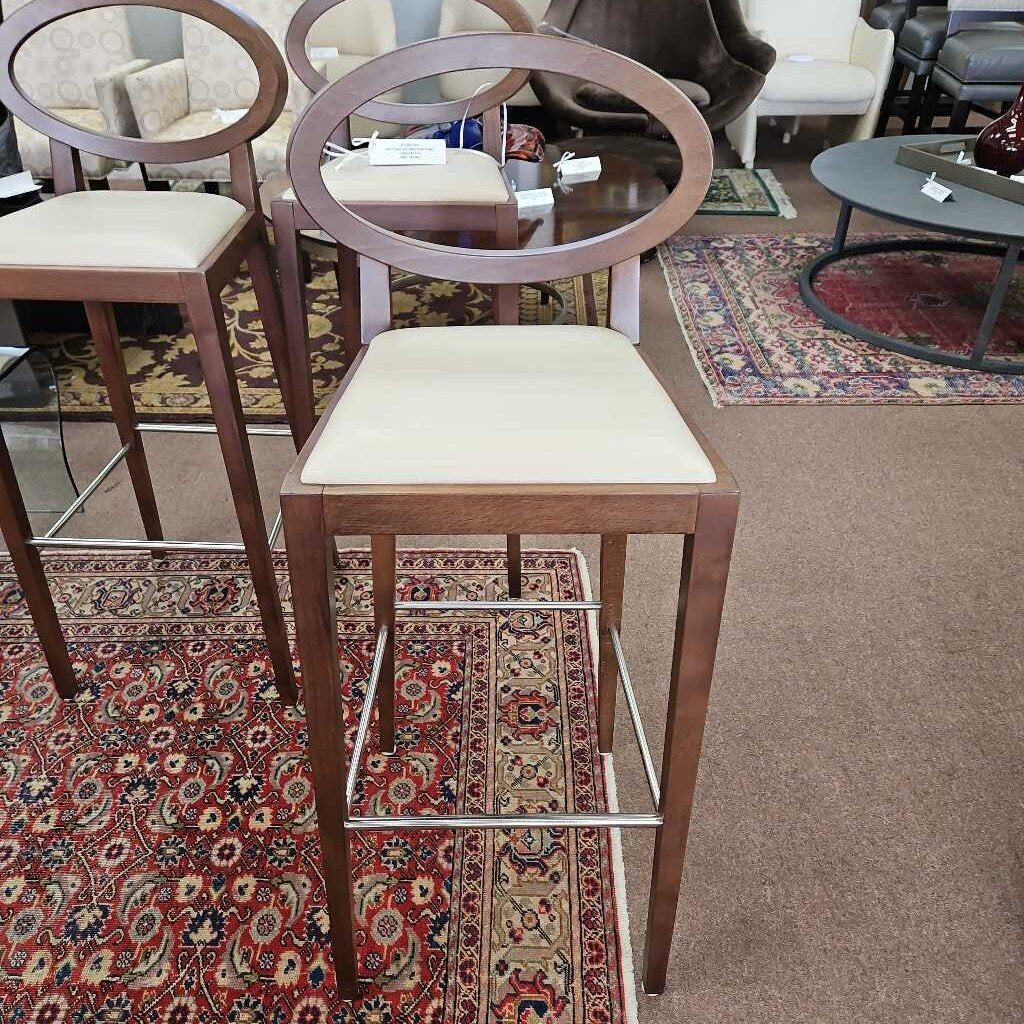 Zuo Regents Bar Chairs Walnut Finish Frame, Oval Backrest 18.25W 17D 42.5H - SET OF 4