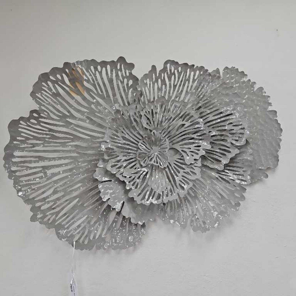 Flower Wall Art, Abstract, Gray Metal 43 x 29