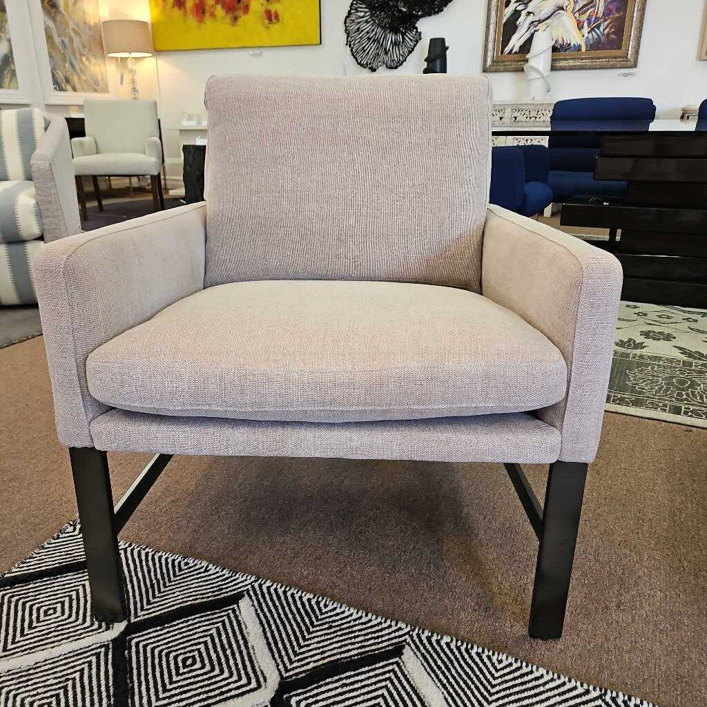 Robin Bruce Atticus U-Chair, Light Beige Upholstered/Black Metal Frame 30W 36D 33H