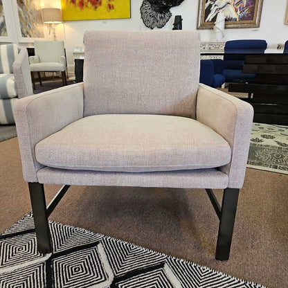 Robin Bruce Atticus U-Chair, Light Beige Upholstered/Black Metal Frame 30W 36D 33H