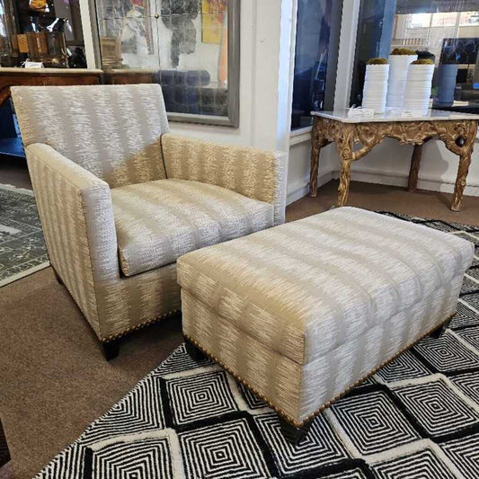 Donghia Grey Lounge Chair w/Ottoman 33W 32D 34.5H