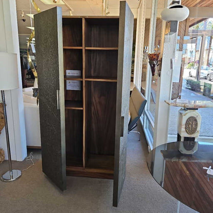 Taracea Tall Armoire, Double Doors, Textured Relief Patterns Ressembling Liquid Metal 41.5W 19.75D 79H