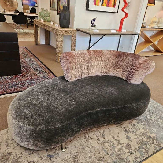 Ana Meridienne Velvet Sofa by Christopher Delcourt, curved Wrap-Around Backrest, Metal Legs 70W 39D 27H