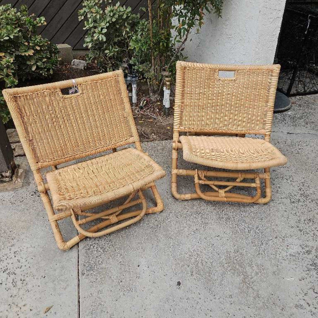 Serena Lily Rattan Folding Chairs 24.5W 25.5D 26.5H - PAIR