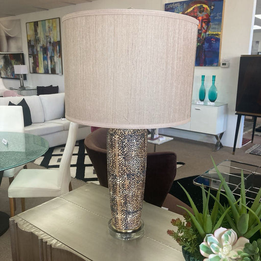 Textured, Mottled Reptile-Skin Ceramic Table Lamps 33.5H - PAIR