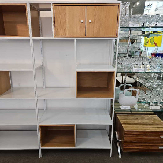 Room & Board Foshay Modular Shelving Unit, Open Shelves, Contrasting Natural Wood Cabinet Boxes 36W 15D 72H