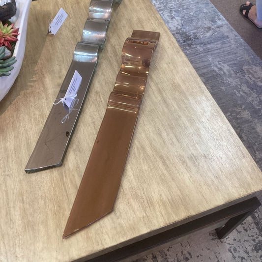 Signed Christina Duarte Tabletop Copper Wavy Art Glass Ribbon 31"