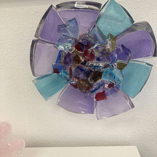 Shattered & Layered Colorful Glass Shards Artistic Wall Art 14"Dia