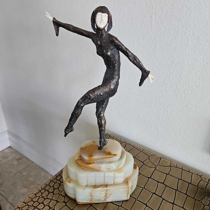 Signed D.H. Chiparus Ivory & Patinated Bronze Dancer 18H