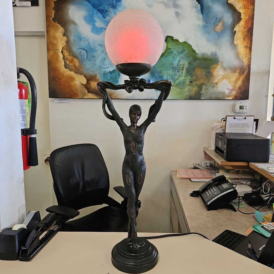 Art Deco-Style Figural, Resin Tbl. Lamp 25.75H