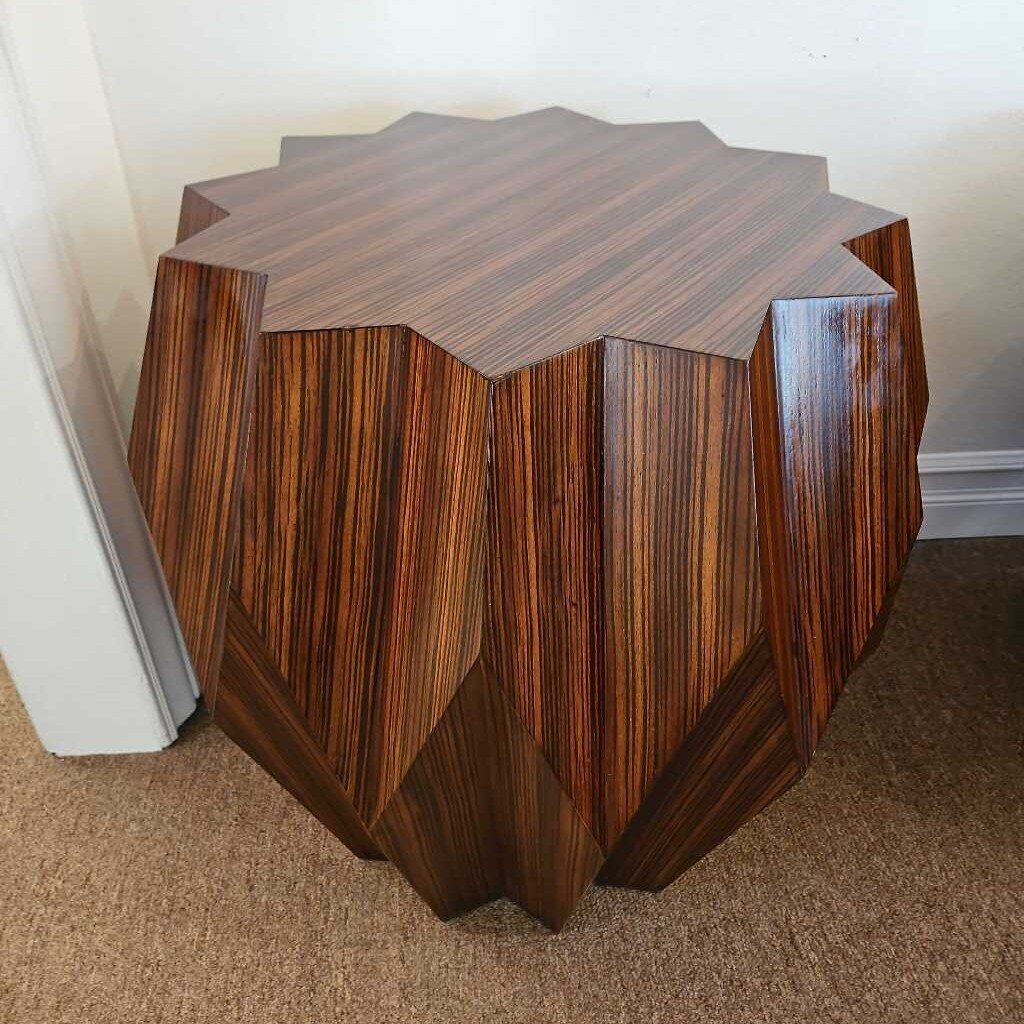 Global Views Origami Table, Zebra Wood Veneer 23Sq 24H