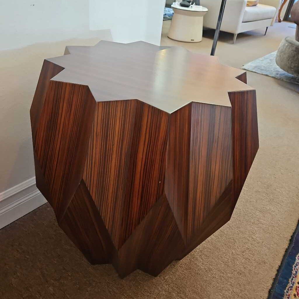 Global Views Origami Table, Zebra Wood Veneer 23Sq 24H